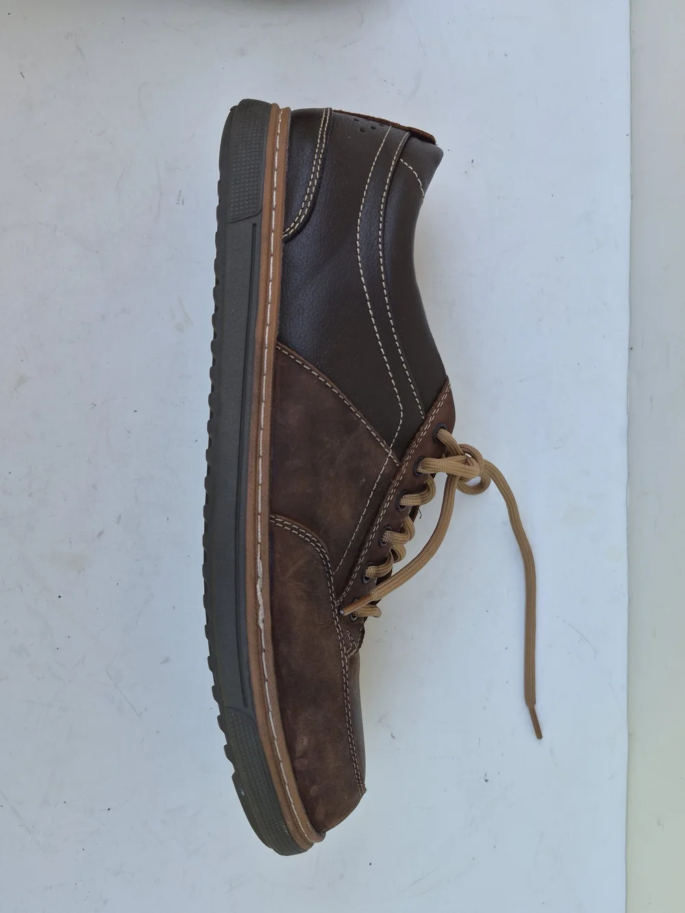 Florsheim Brown Leather Lace-Up Casual Sneakers with Tan Laces